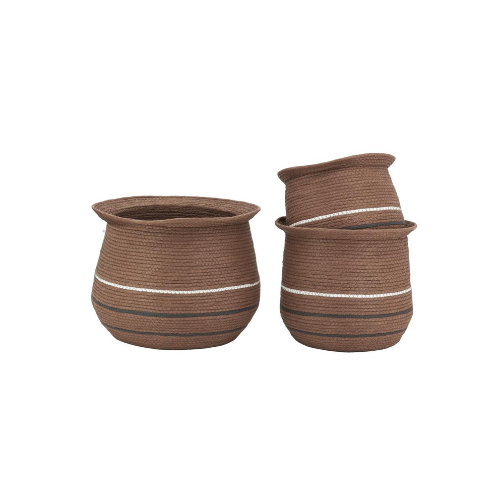 Cache-pots en jonc marron (lot de 3)
