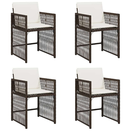 Chaises de jardin avec coussins lot de 4 marron résine tressée