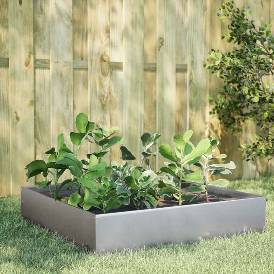 Carré potager surélevé en acier galvanisé pour jardin argenté 100x100x33,5 cm