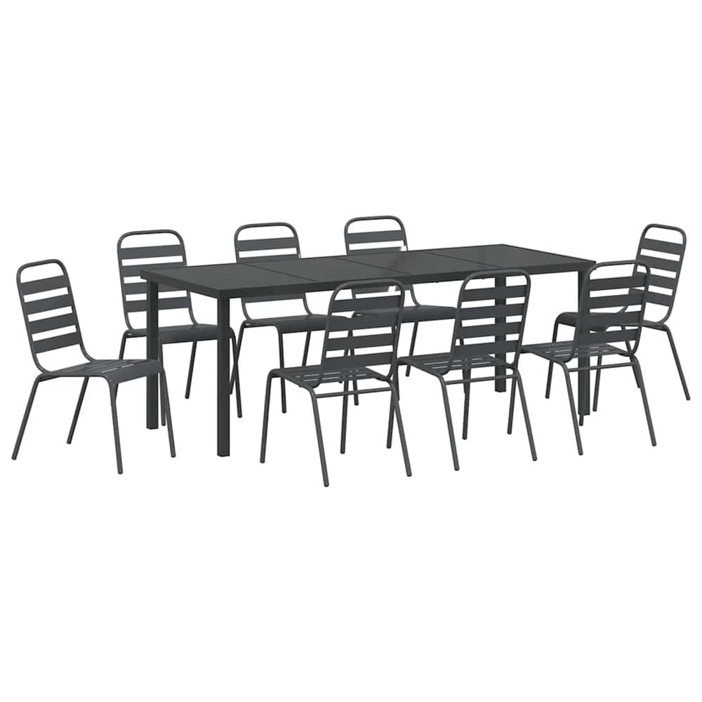 Ensemble de salle à manger pour jardin 9 pc anthracite