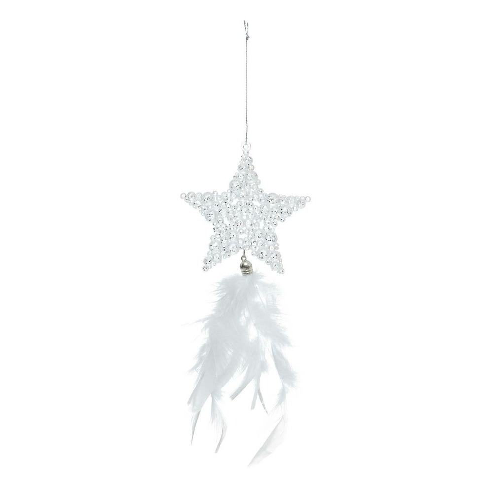 Décoration de sapin perle étoile plume blanc 23cm