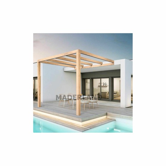 Pergola accolée en bois lamellé-collé burgos 300 x 300 cm