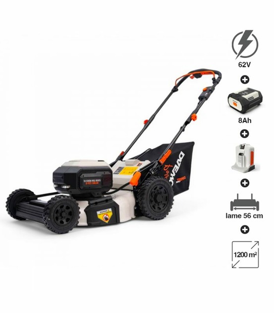 Tondeuse sans fil 62v daewoo, lame 56 cm, batterie 8ah et chargeur - dallm62-22sp-k1