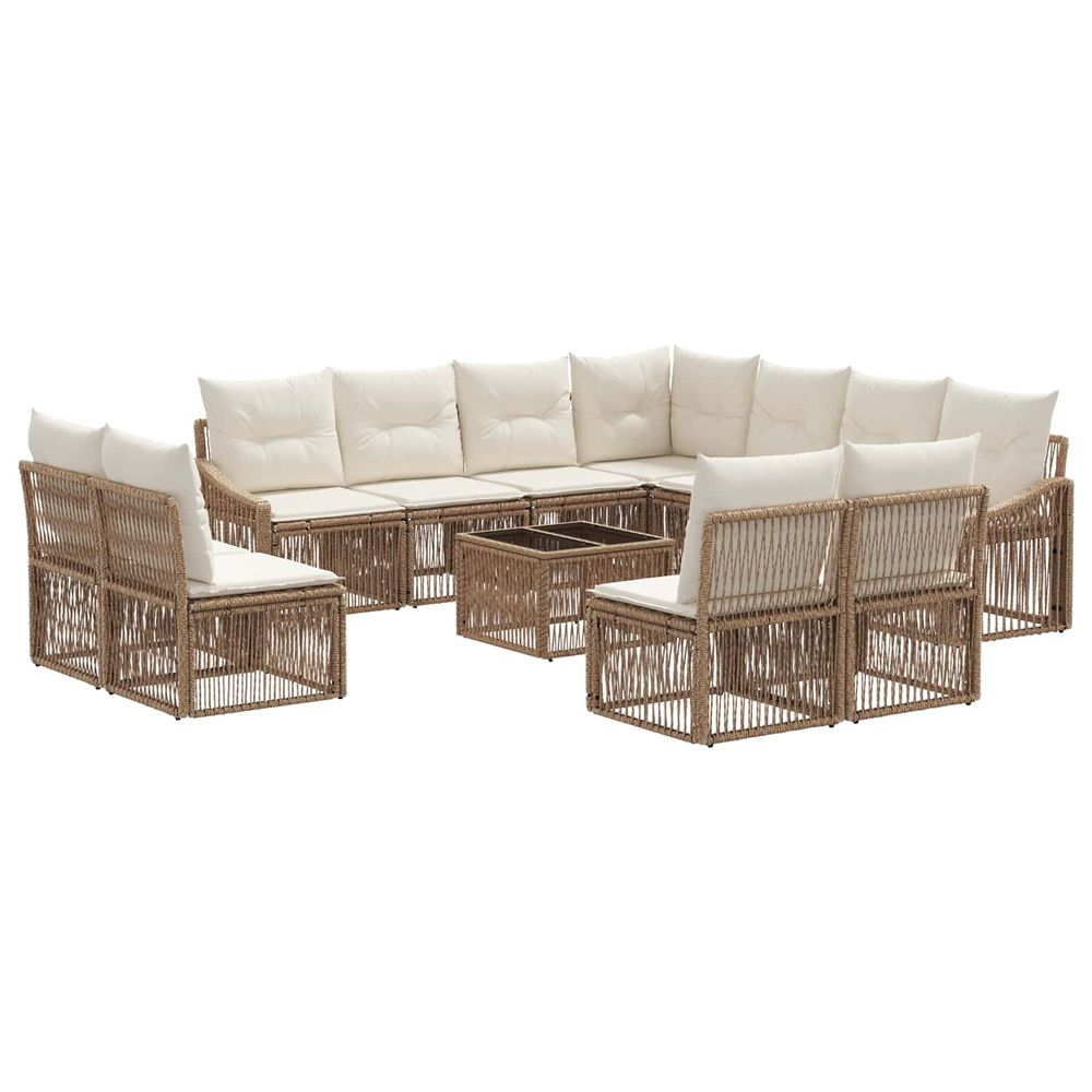 Ensemble de canapé de jardin 12 pc beige polyrotin