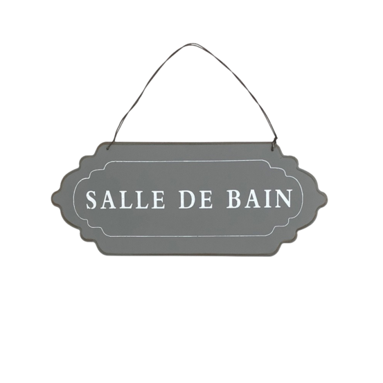 Plaque de porte décorative vintage salle de bain fer gris 25x11cm