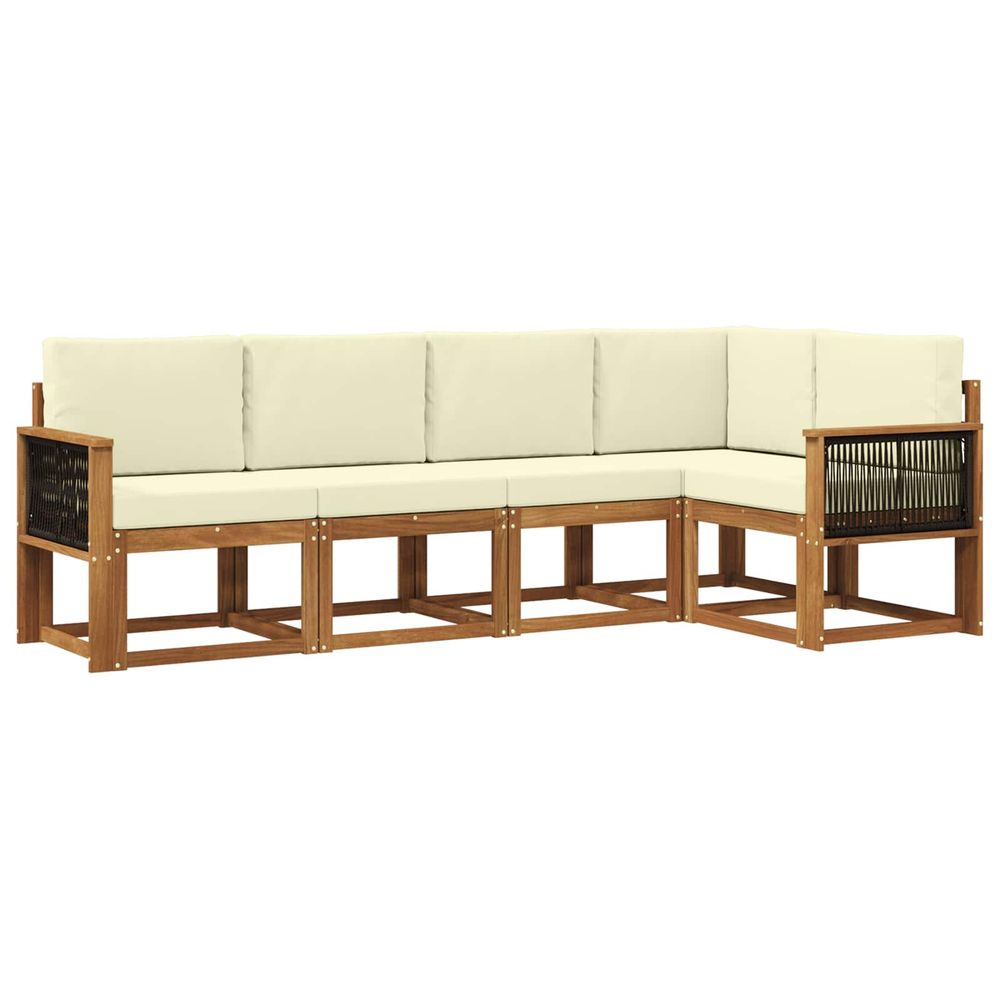 Ensemble de canapés d'extérieur 5 pc naturel et crème polyester