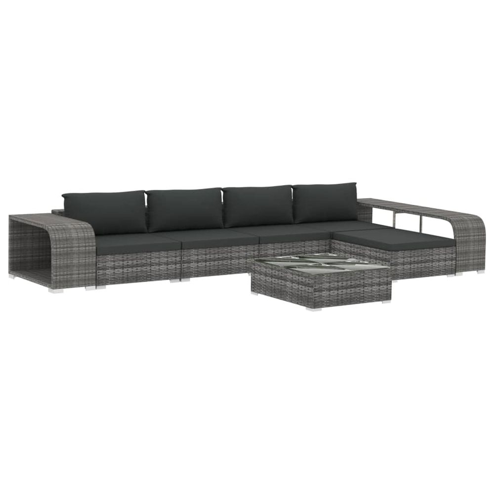 Salon de jardin 8 pcs avec coussins résine tressée gris