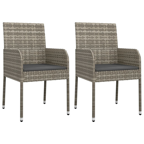 Chaises de jardin avec coussins lot de 2 résine tressée gris