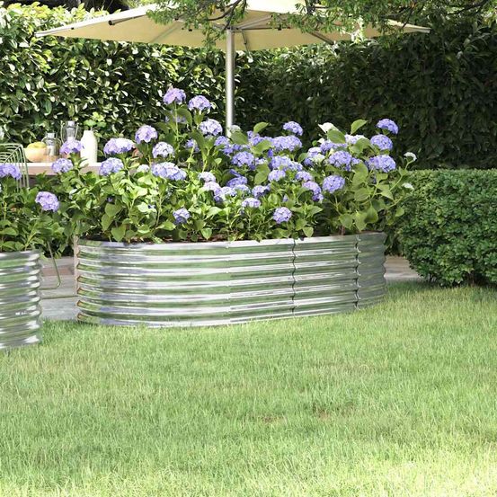 Carré potager en acier galvanisé grand bac de plantation argenté 152x80x36 cm