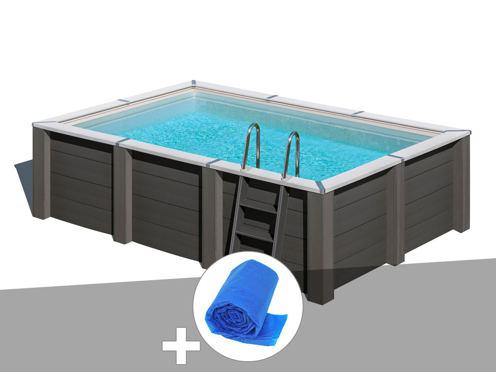 Kit piscine composite avant-garde carrée 4,55 x 3,15 x 1,26 m + bâche à bulles