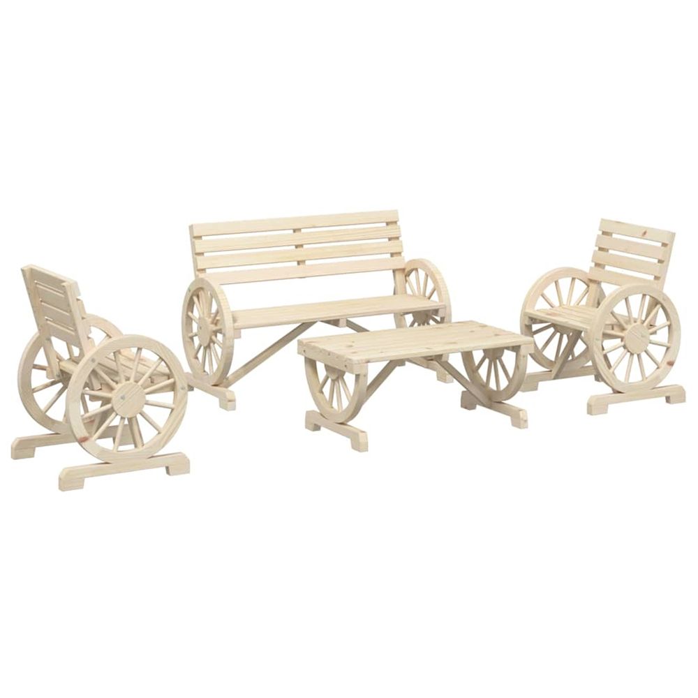 Salon de jardin 4 pcs bois de sapin massif