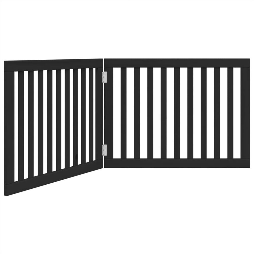 Barrière pour chien pliable 2 panneaux noir bois de peuplier