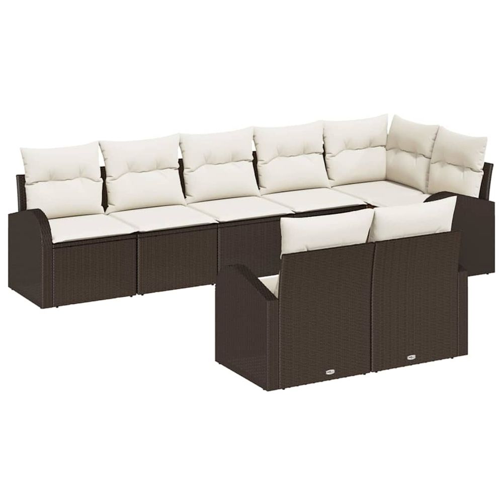 Ensemble de canapé de jardin 8 pc marron et blanc polyrotin