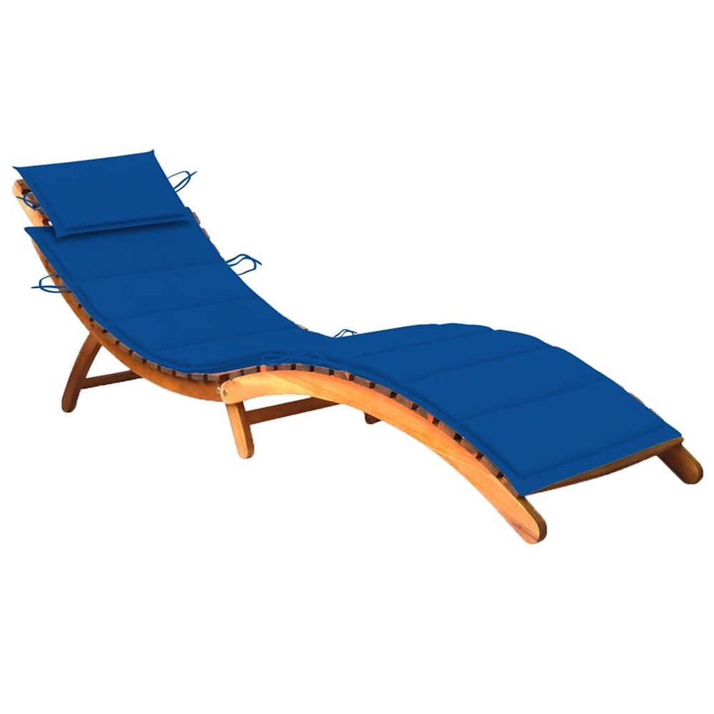 Chaise longue de jardin avec coussin bois d'acacia solide bain de soleil