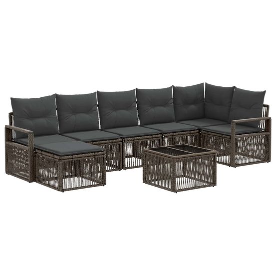 Ensemble de canapé de jardin 8 pc gris polyrotin