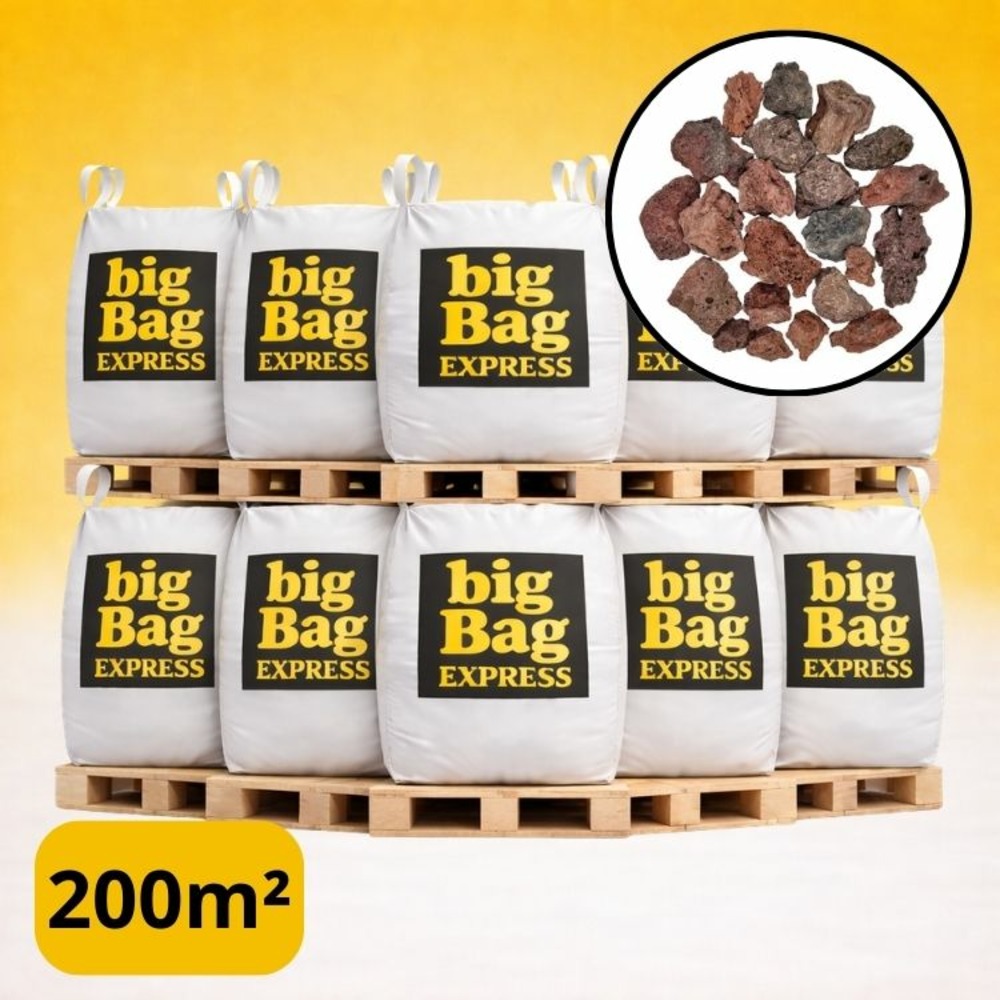 Pack 10 x big bag de 1m3 (+/- 200m²) gravier pouzzolane rouge / noir 15/25 mm - livraison standard
