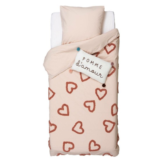 Parure de lit - coton tufté - rose - 140x200 cm