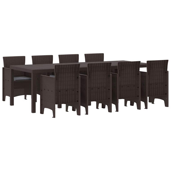 Ensemble de salle à manger pour jardin 9 pcs marron rattan polt