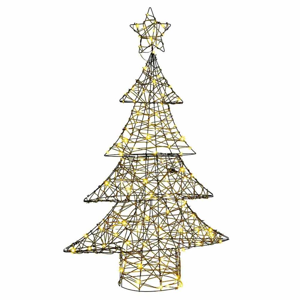 Sapin de noël 120 led blanc chaud 150 cm rotin