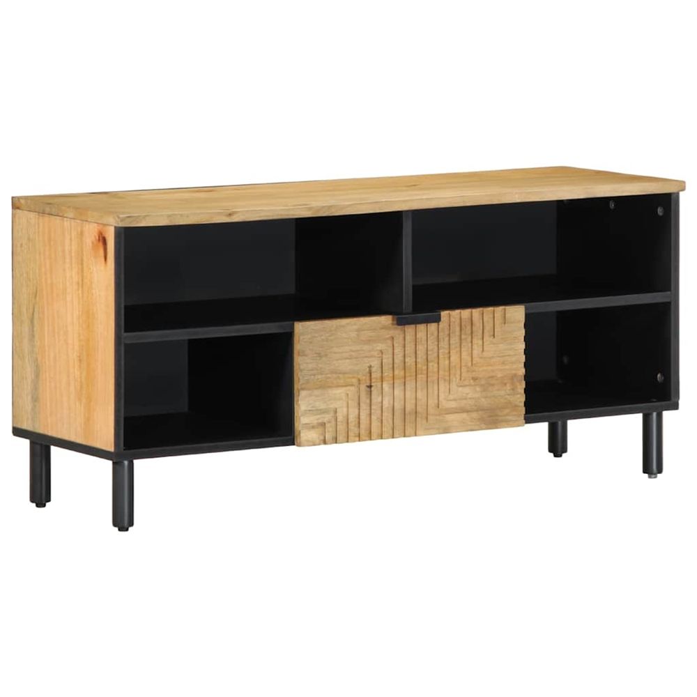 Meuble tv marron 100x33x46 cm bois massif de manguier