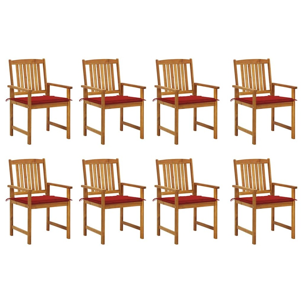 Chaises de jardin avec coussins lot de 8 bois d'acacia solide