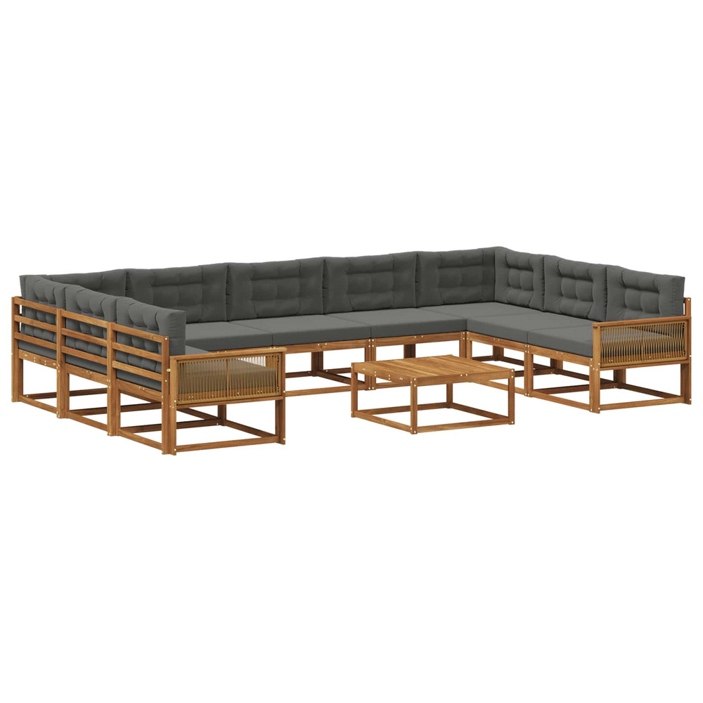 Ensemble de canapés d'extérieur 10 pcs naturel et anthracite