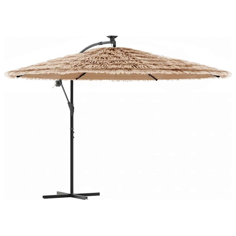 Parasol de jardin avec led et mât en acier marron 269x269x235cm