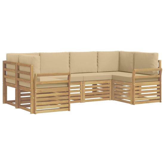 Ensemble de canapés d'extérieur 6 pc blanc et beige polyester