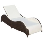 Transat chaise longue bain de soleil design vague lit de jardin terrasse meuble d'extérieur avec coussin résine tressée marro