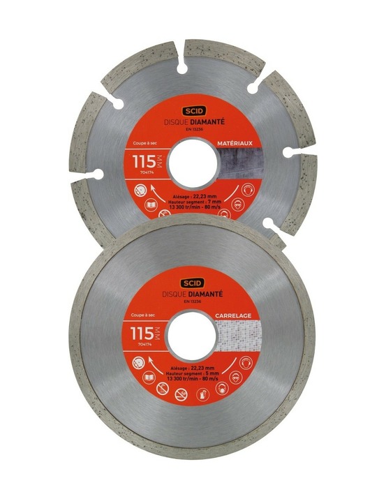 Lot 2 disques matériaux carrelage 115 22,23