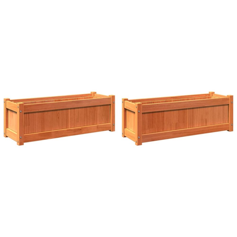 Jardinières 2 pcs cire marron bois de pin massif