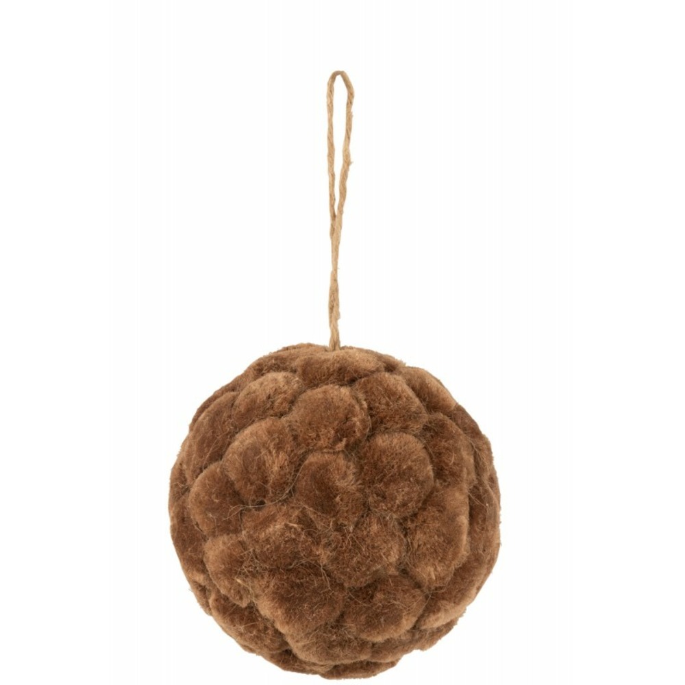 Boule décorative suspendue en bois marron 13x13x13 cm