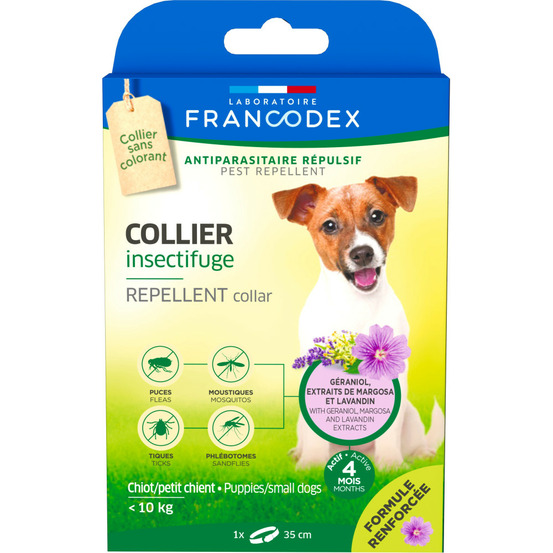 Collier insectifuge 35 cm pour chiots et petits chiens de moins de 10 kg fo
