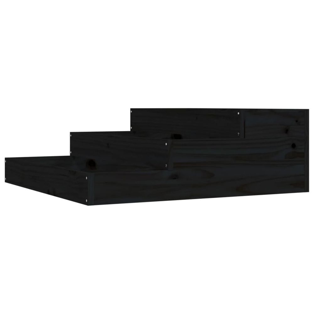 Jardinière d'extérieur noir 78x78x27 cm bois massif de pin