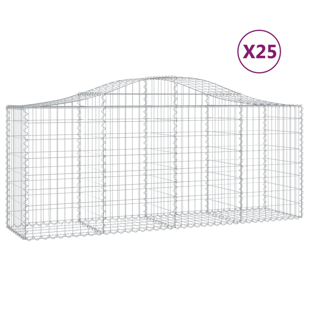 Paniers à gabions arqués 25 pcs 200x50x80/100 cm fer galvanisé