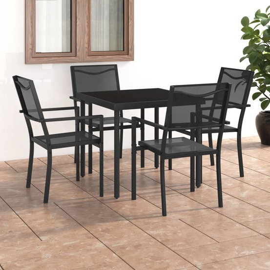 Mobilier de salle à manger d'extérieur 5 pcs acier