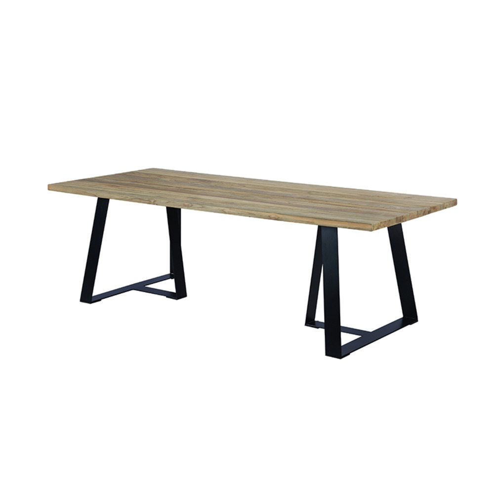 Table métal anthracite et teck recyclé 240 x 100 cm orsay