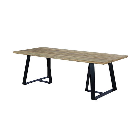 Table métal anthracite et teck recyclé 240 x 100 cm orsay