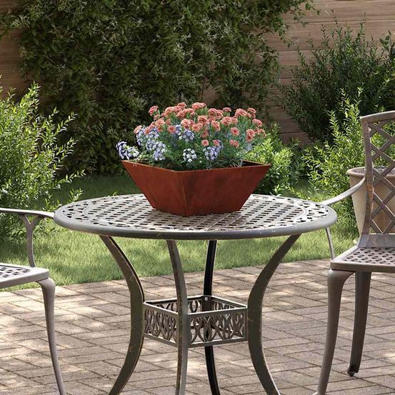 Lot de 5 pots jardin bol en acier corten effet rouillé 35 cm