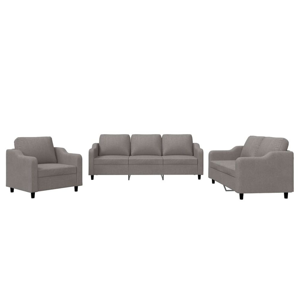 Ensemble de canapés 3 pcs avec coussins taupe tissu