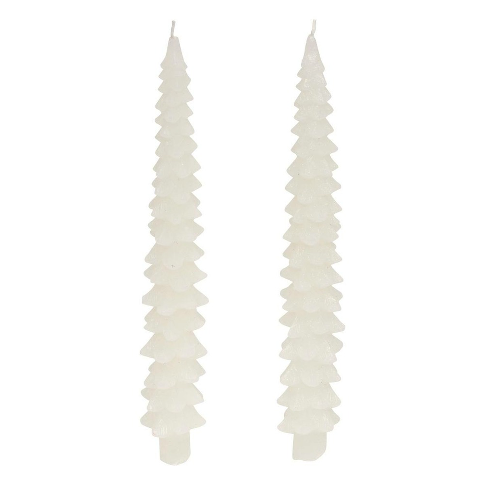 Lot de 2 bougies bâton sapin blanc