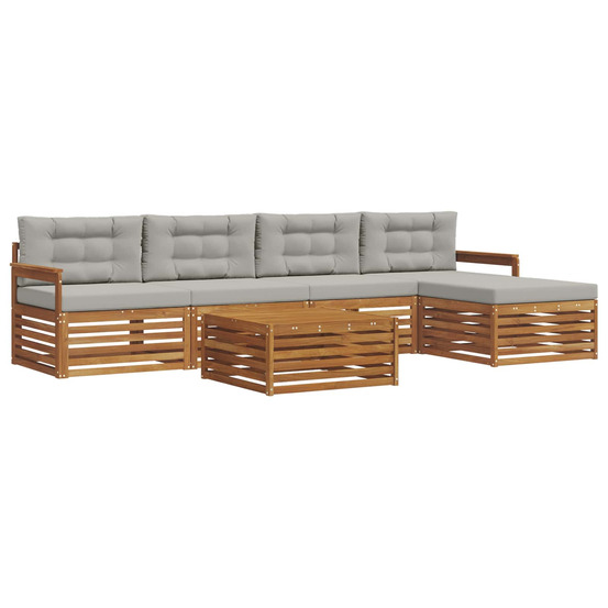 Ensemble de canapés d'extérieur 6 pcs gris naturel et clair