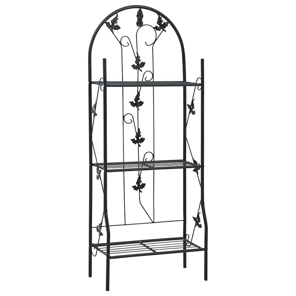 Support à plantes 3 niveaux noir 52x28x128 cm fer