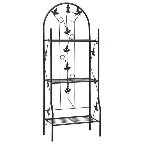 Support à plantes 3 niveaux noir 52x28x128 cm fer