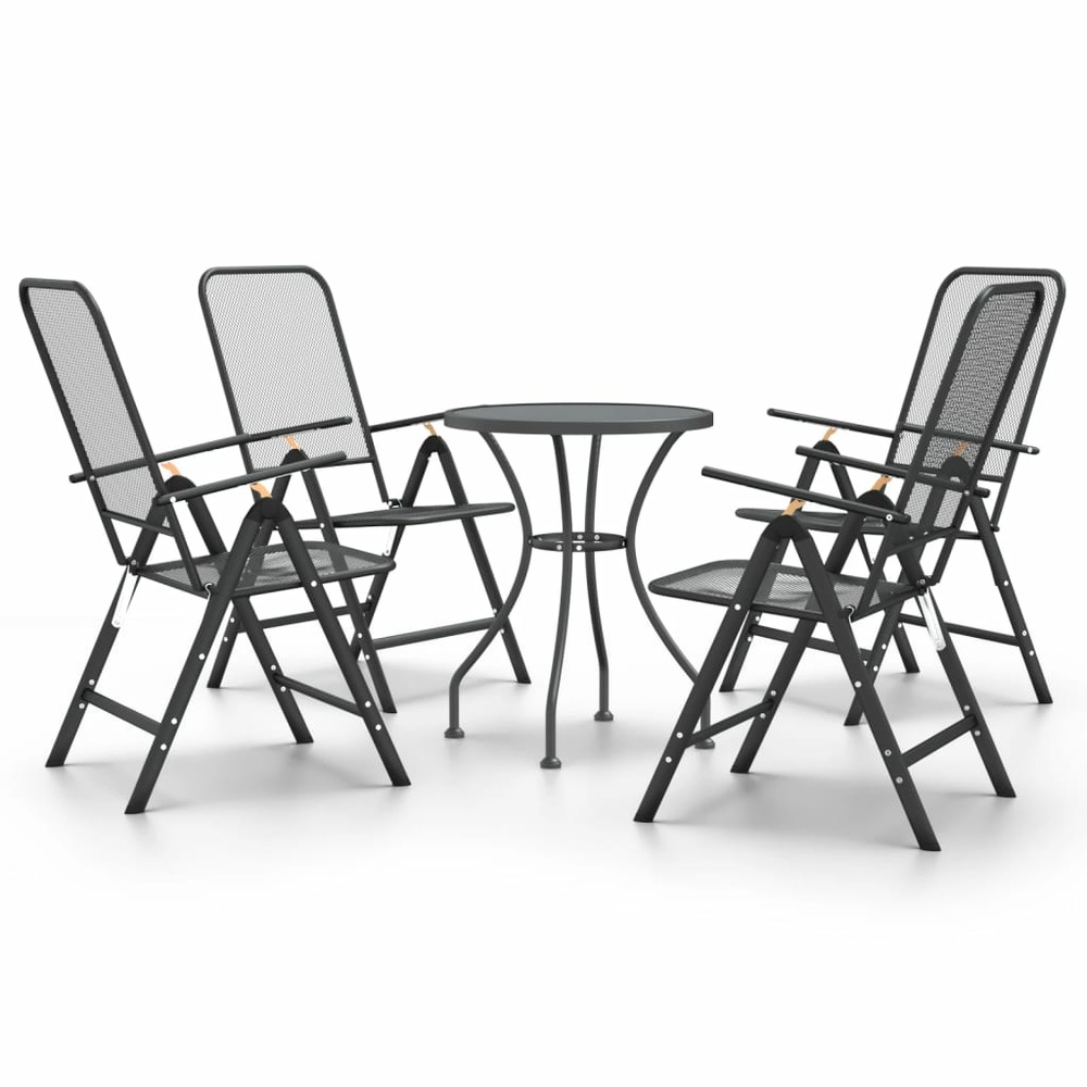 Ensemble à manger de jardin 5 pcs maille métal anthracite