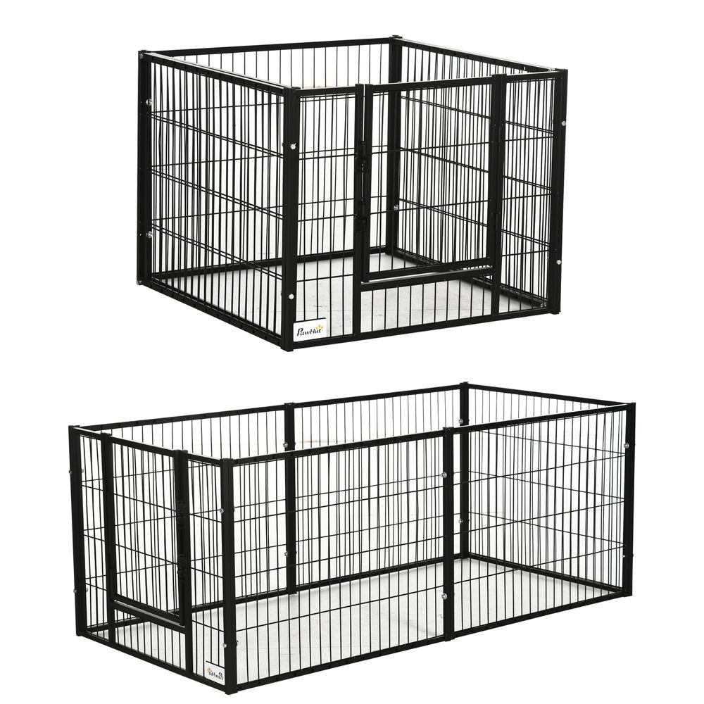 Enclos chien métal intérieur extérieur 6 panneaux réglables 150x61cm noir - comfortxl pet living