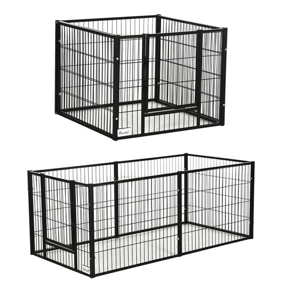 Enclos chien métal intérieur extérieur 6 panneaux réglables 150x61cm noir - comfortxl pet living