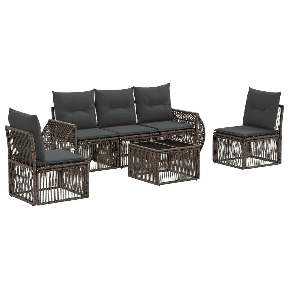 Ensemble de canapé de jardin 6 pc gris et gris foncé polyrotin