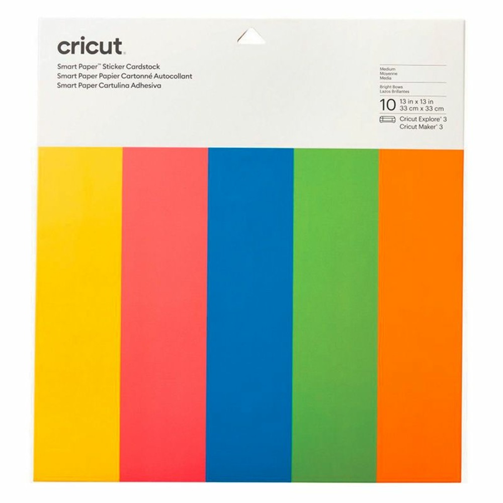 10 papiers cartonnés autocollants couleurs vives 33 x 33 cm - cricut
