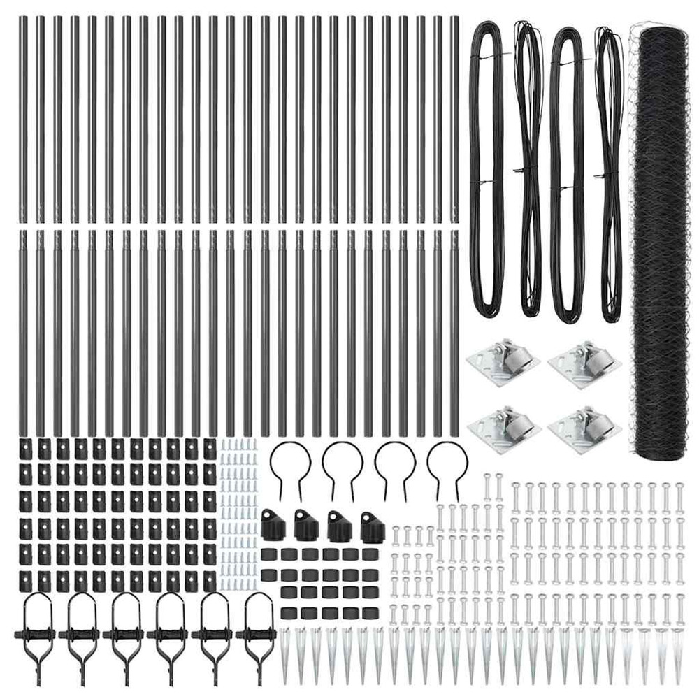 Poteau de clôture. Gris 50 x 1,4 m (maille de 50 mm)